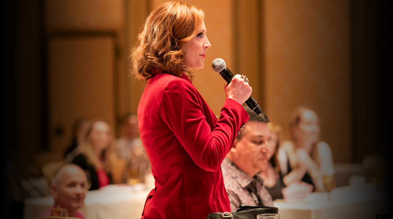 Tricia Brouk public speaking coach, talking at an event